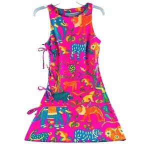 Gretchen Scott Dress Animal Kingdom Pink Side Tie Women's Size XS colorful NWT